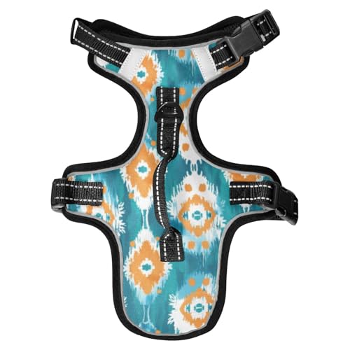 Boho Green Orange Reflective Dog Walking Gear for Animal Hiking Stretchy Vest for Walking at Night with Handle Chaleco para perro Medium