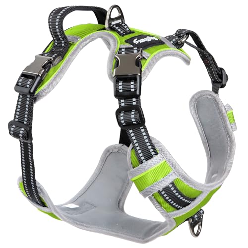 Dog Harness for Large Dogs - No Pull Front Clip, Adjustable Step in Reflective Vest with Metal Buckles - Chartreuse Green - color: Chartreuse Green, size: Large