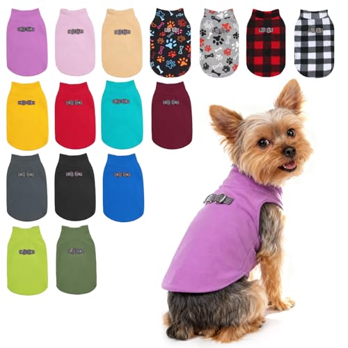 BEAUTYZOO XS Dog Sweaters, Soft Fleece Vest Pullover Dog Jacket with D-Ring Leash Attachment, Warm Winter Dog Clothes Cold Weather Doggy Chihuahua Sweater for Small Dogs Cats Boy or Girl, Purper XS - color: PURPLE, size: X-Small