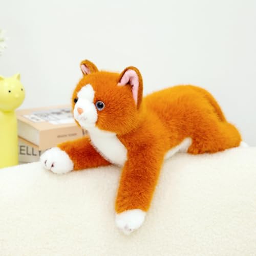 PEACH CAT Cat Stuffed Animal 15" Realistic Kitten Plushies Soft Plush Toys Gifts for Kids Orange - style: 15“ Orange Cat