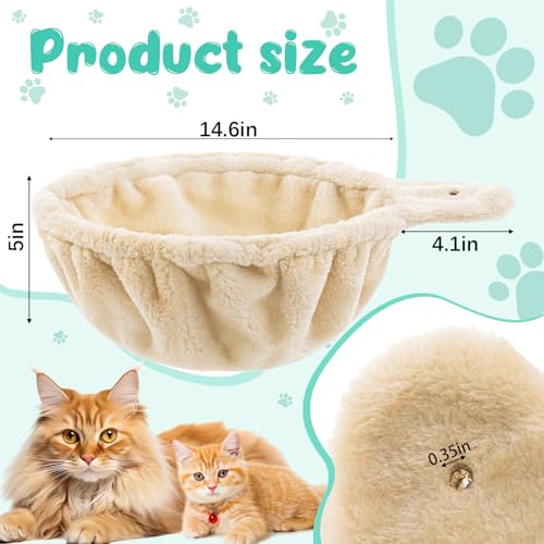 Dansydaisy 3 Pack 14.6" Large Cat Tree Hammock Basket Bed Lounger Tower Replacement Parts with 6 Pcs Hanging Elastic Strings Pom Pom Toys, Cat Tree Accessories Hammock Attachment (Beige) - color: Beige, size: 14.6"