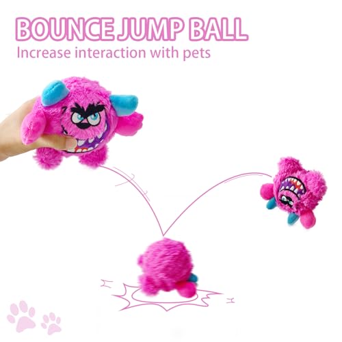 Squeaky Plush Ball Dog Toy, Little Monster Puppy Toys Suitable for All Breeds, Dental Care, Skin-Friendly and Soft and Durable (Rose Red, Large) - color: Rose Red, size: Large