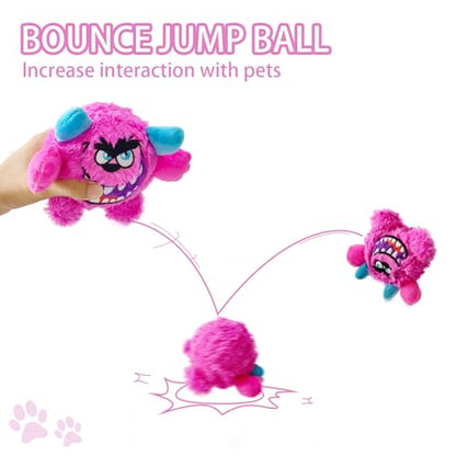 Squeaky Plush Ball Dog Toy, Little Monster Puppy Toys Suitable for All Breeds, Dental Care, Skin-Friendly and Soft and Durable (Rose Red, Large) - color: Rose Red, size: Large