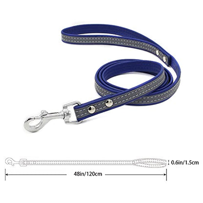 Custom Personalized Reflective Cat Dog Collar and Leash Set with Engraved Name Plate Blue Puppy Kitty Dog Cat Collar and 4 FT Leash Set for Small Medium Large Girl Boy Dogs Cats - color: Blue, size: M (10.2-13.4in)