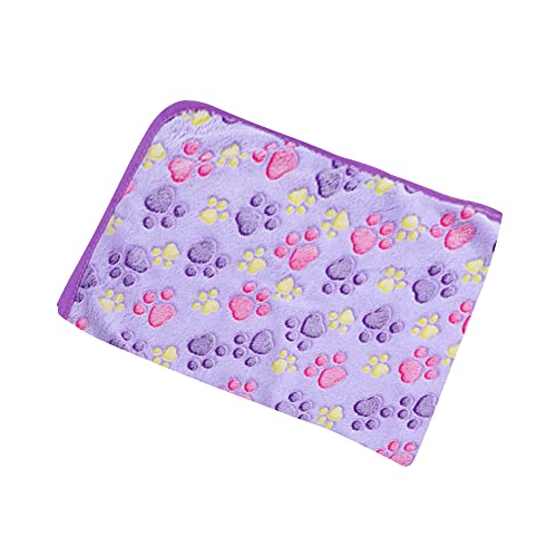 DOOVID Pet Blanket Soft Fluffy Fleece Pet Mat Doggy Flannel Blanket Dog Cat Cute Paw Print Pet Blankets Purple Paw Small(23 * 16") - color: Purple Paw, size: Small(23*16")