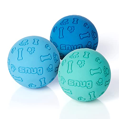 Snug Rubber Dog Balls for Small and Medium Dogs - Tennis Ball Size - Virtually Indestructible (3 Pack - Cool) - color: Cool