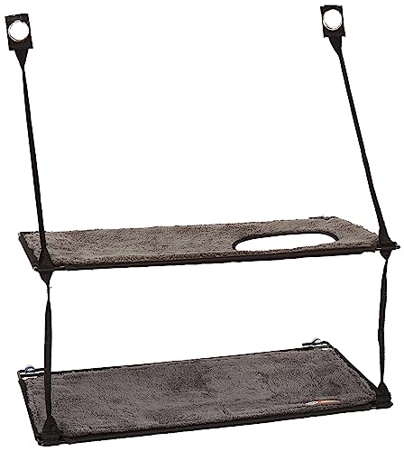 K&H Pet Products EZ Mount Double Stack Cat Window Perch for Large Cats, Sturdy Window Hammock Bed, Steel Frame, Sturdy Suction Cups, 2 Washable Shelf Covers, Foldable - Fits 27"W X 31"H Glass Spaces - style: Double Stack