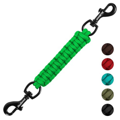 Dog Collar Safety Clip, Handmade Backup Safety Strap for Dog Harness, Prong, Pinch Collar, Double Ended Clasp Leash Connector (Green) - color: Green