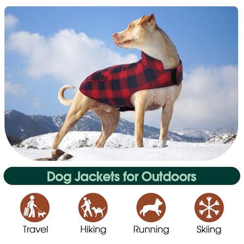 Kuoser Reversible Dog Jacket, Warm Winter Coat for Medium & Large Dogs, Warm Windproof Pet Cold Weather Clothes, Red XL - color: Red+Blue, size: XL (Chest Girth: 24.4-29.5'')