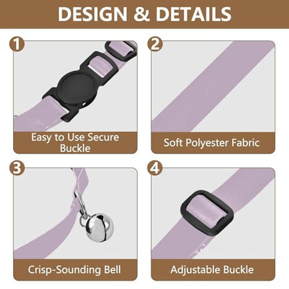 Thistle Small Cat Collar, 2 Pack Cat Collars with Bell - color: Thistle