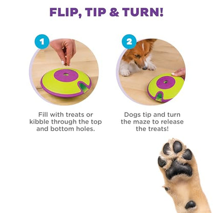 Outward Hound by Nina Ottosson Dog Treat Maze Dog Puzzle Enrichment Toy, Level 2 Intermediate, Green - color: Treat Maze (Purple, Green)