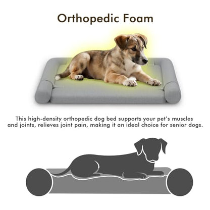 Orthopedic Dog Bed for Small Dogs,Pet Bed with Removable Bolsters, Dog Couch with Removable Washable Cover,Grey - size: Bolster S