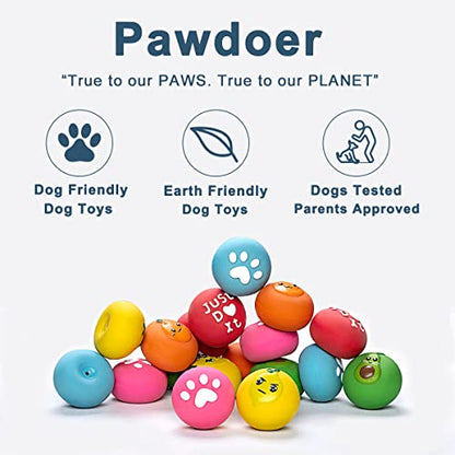 Squeaky Dog Toys, Soft Latex Rubber Squeaky Dog Ball for Small Dogs Puppies, Cute Bounce Squeak Toys Balls with Funny Cute Face - color: 2.2“ Paw&Fruit - 6 Pack, size: Small