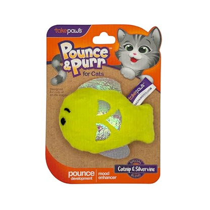 Pounce & Purr® Plush Cat Toys, Catnip & Silvervine Infused, Shiny Iridescent Accents, Interactive Play Toys for Cats & Kittens (Fish) - color: Fish