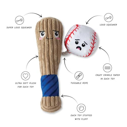 Fringe Studio Plush Dog Toy with Rope, Batter UP, Pet Shop Collection (314243) - color: Batter Up