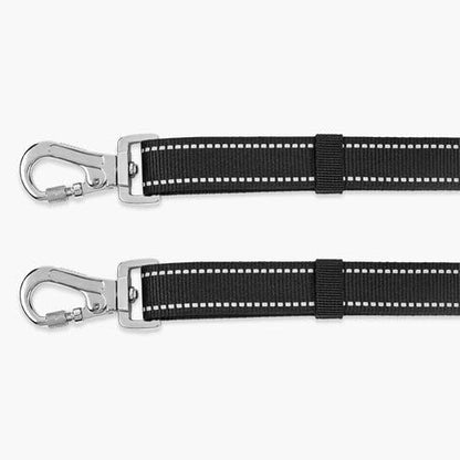 Dog Friendly Co. Leash Splitter | Walk Two Dogs | Complete Control - 360° Swivel, Tangle Free, Adjustable Length, Reflective Webbing, Heavy Duty Clips (Black) - color: Black