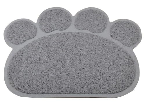 DM Paw-Shaped Large Cat Litter Box Mat, 23.5x17.5 Inches (Gray) - color: Gray