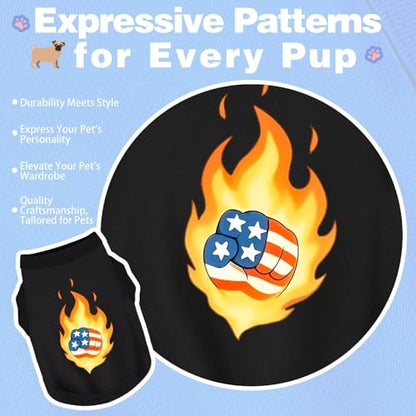 Discover Cozy Cotton Canine Wear: Soft, Lightweight, and Breathable Dog Shirt Vest, Keeping Your Furry Friend Warm and Comfy! Fist Flag XS - color: Fist Flag Style, size: X-Small