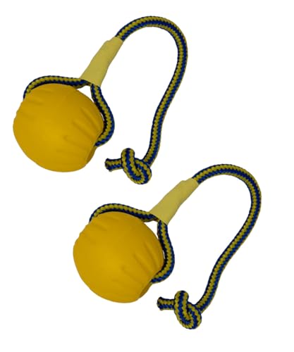 2 Pack Ball with Rope Dog Toy,Fling Dura Foam Toy,Dog Water Float Ball Rraining Boall on Rope (2 Pieces 9cm/3.5") - size: 2 Pieces 9cm/3.5"