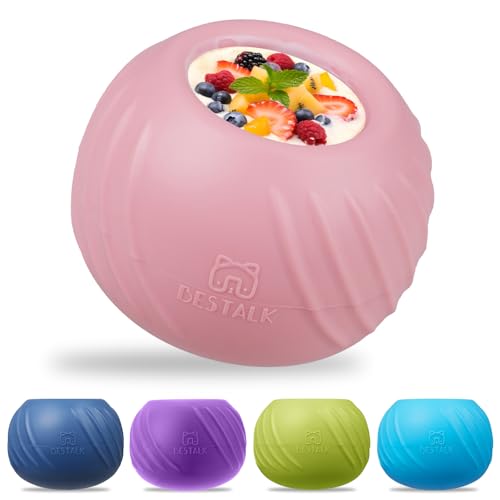 Long-Lasting Dog Lick Toy, Wobbly Dog Enrichment Lick Bowl to Keep Dogs Busy, Interactive Stuffable Dog Treat Feeder for Boredom, Silicone Treat Dispensing Chew Toy(Pink,S) - color: Pink, size: S