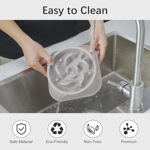 MateeyLife Slow Feeder Dog Bowls, Anti-Choking Puzzle Dog Food Bowls, Anti-Slip Interactive Feeding Slow Down Eating, Bloat Stop Maze Dishes for Medium Large Breeds Gray - color: I-Gray, size: Medium
