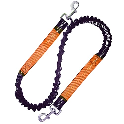 Bungee Dog Leash Extension Attachment 4ft with Double Swivel Clips for Bicycle, Running，Reflective Shock Absorbing Lead for Dogs up to 150 lbs (1, Orange-Reflective) - color: Orange-Reflective