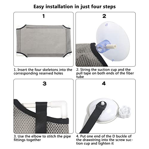 Aramox Double Layer Cat Window Hammock, Sturdy Cat Perch with 6 Suction Cups for Large Cats, Nylon Mesh Bed for Sunbathing, Supports Up to 10KG (White) - color: #739