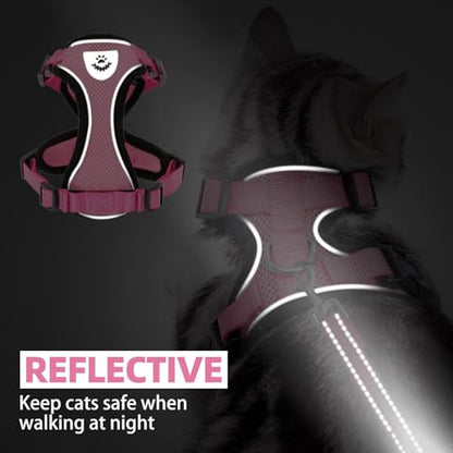 PUPTECK Cat Harness and Leash Set Escape Proof Reflective Cat Walking Harness Adjustable Soft Breathable Mesh Vest for Small Pets, Light Pink, XS - color: Light Pink, size: XS (NECK 8.5", CHEST 11"-14")