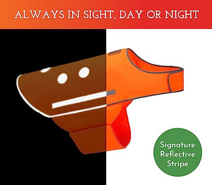 SPOT THE DOG! Reflective Dog Vest - High Visibility Safety Dog Accessories, Fluorescent Dog Apparel for Walking, Hiking & Camping, Hunting (Blaze Orange, XL) - size: X-Large