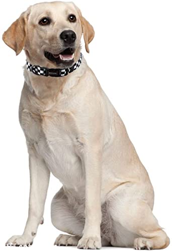 Roses&Poetry Dog Collar with Colourful Checkered Patterns, Adjustable Durable Puppy Collars for Small Medium Large Dogs (Black & White-XS) - color: Checkered, size: XS