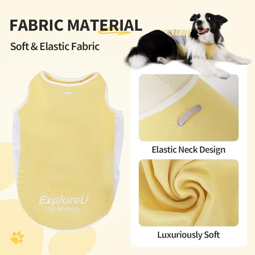 Dog Shirt, Cooling Vest Lightweight Breathable, Dog T-Shirts All-Season Sun Protection Quick Dry Soft Stretchy Reflective Tank Top - Small Medium Large Dogs (Melon Green+Soft Yellow, Medium) - color: Melon Green+Soft Yellow, size: Medium (24-35lbs)