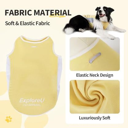 Dog Shirt, Cooling Vest Lightweight Breathable, Dog T-Shirts All-Season Sun Protection Quick Dry Soft Stretchy Reflective Tank Top - Small Medium Large Dogs (Melon Green+Soft Yellow, Medium) - color: Melon Green+Soft Yellow, size: Medium (24-35lbs)