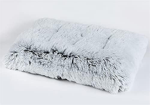 Long Plush Calming Pet Bed Cuddler Pet Bed for Dogs and Cats Fluffy Faux Fur Dog Bed with Anti Slip Bottom Machine Washable Pet Sleep Bed Crate Mat Gradient Grey M - color: Gradient Grey, size: M(25"x19"x4")