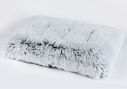 Long Plush Calming Pet Bed Cuddler Pet Bed for Dogs and Cats Fluffy Faux Fur Dog Bed with Anti Slip Bottom Machine Washable Pet Sleep Bed Crate Mat Gradient Grey M - color: Gradient Grey, size: M(25"x19"x4")