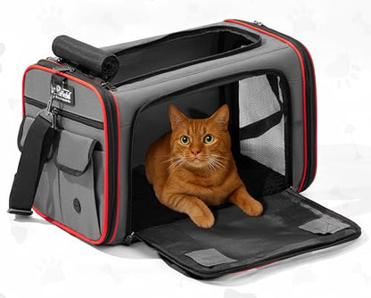 EliteField Soft-Sided Pet Carrier (3-Year Warranty, Airline Approved), Foldable Travel Bag with Removable Fleece Bed for Dogs, Cats & Small Pets, Scratch-Resistant Mesh - color: Gray, size: 18.0"L x 11.0"W x 11.0"H