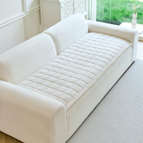 Couch Covers for Dogs Washable, 27.6"x59.1" Non Slip Couch Covers for Loveseat Sofa Pet Friendly, Soft Fuzzy Sofa Covers for Pet, Dog Couch Cover Furniture Protector(1PC,Beige White) - color: Beige White, size: 27.6"x59.1"