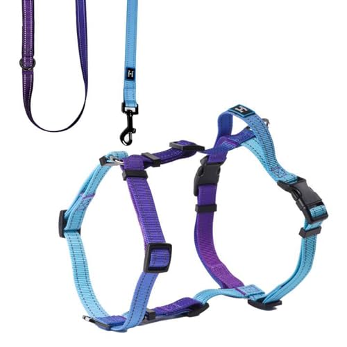 Roses&Poetry Dog Harness for Large Dogs, No-Pull Dog Harness and Leash Set Adjustable Reflective, Dog Vest Harnesses Comfort Padded Handle, Pet Harness for Training Outdoor Walking（Gsky-L - color: Violet, size: L