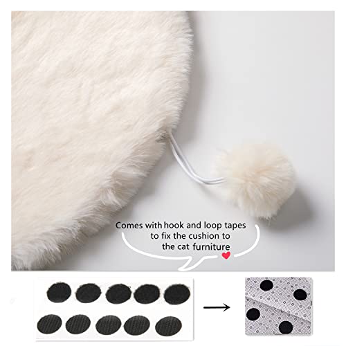 SHENGOCASE 2-Pack Round Faux Rabbit Fur Pet Bed Cushion Pad, 23.6 Inch, Cat Tree Tower Replacement Mat for Cat Dog House Cage Crate Kennel (Cream) - color: Cream, size: 23.6"