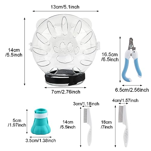 Quixleen Cat Helmet for Grooming Cat Bubble Muzzle Cat Muzzle with 4 Boots Paw Covers 2 Lice Combs 2 Pet Nail Clipper for Cats Grooming Bathing Shaving Nail Trimming