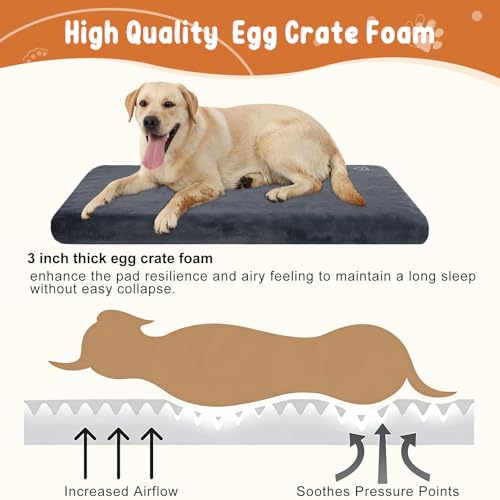 EMPSIGN Stylish Dog Bed Mat Dog Crate Pad Mattress Reversible (Cool & Warm), Water Proof Linings, Removable Machine Washable Cover, Firm Support Small to XX Large Dogs, Grey,XL(41''''*28''''*3'''') - size: XL(41"*28"*3")