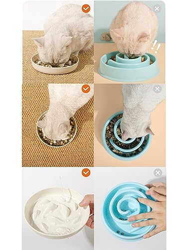 Slow Feeder Bowl for Cats and Small Dogs,Cilkus Fish Pool Design, Fun Interactive Bloat Stop Puzzle Feeder Bowl Healthy Eating Diet Made of Melamine Food Grade Material (White(Melamine)) - color: White(Melamine)