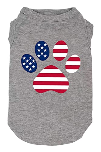 American Flag Dog Shirt - 4th of July Funny Graphic T-Shirt, Sport Vest (Small, Grey02) - color: Grey02, size: Small