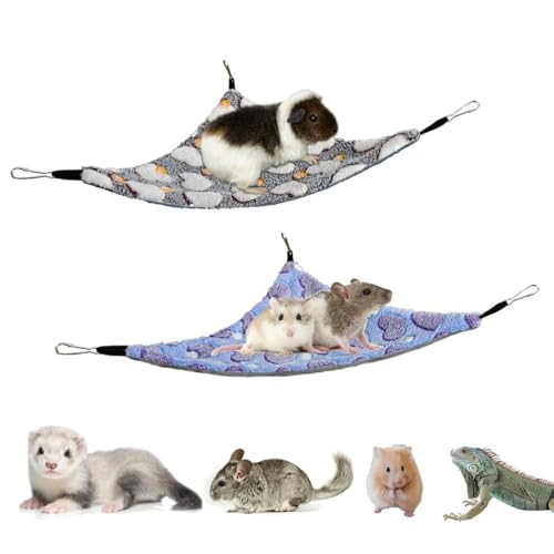 Pack of 2 Hanging Corner Hammock with Hooks for Ferrets, Rats, Guinea Pigs, Chinchillas, Hamsters, Hedgehogs, and Other Small Animals. Large, Coffee+Purple - color: HTCoffee+Purple, size: Large