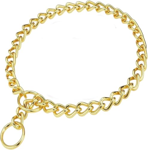 Dog Chain Collars, Metal Choke Link Dog Collar Choker Training Heavy Duty Slip Martingale Puppy Collars for XS Small Medium Large Big XL Breed Dogs (Gold, XL(Neck Max 22inch) D4.0mm) - color: Gold, size: XL(Neck Max 22inch)D4.0mm