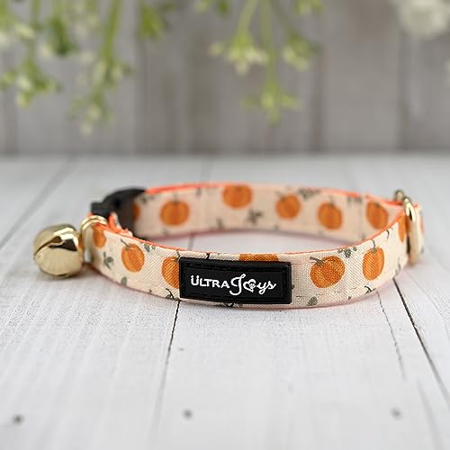 Ultra Joys Breakaway Cat Collar With Bells - For Boys & Girls, Kittens - With Bandana Pumpkin Small - color: Pumpkin-Bandana Collar, size: Small