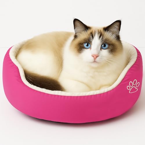 Evelots Calming Donut Cat Bed - Warm Pet Bed for Cats and Small Dogs - Anti-Anxiety Cozy Cuddler - Removable Soft Plush Cushion - Machine Washable - Non-Slip Bottom - Pink - color: Pink