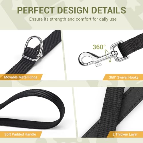 Hands Free Dog Leash, Heavy Duty Waist Leash for Dog Walking Running, Adjustable Multi-Function 9.8FT Long Dog Lead No Pull for Dogs, Professional Tangle Free Dog Training Lead - color: Adjustable-Black