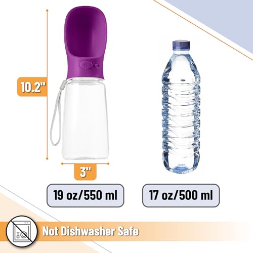 Mr. Pen- Portable Dog Water Bottle, 19 oz, Large, Leak Proof Puppy Water Dispenser with Drinking Feeder for Pets, Outdoor Walking, Hiking, Travel, Not Dishwasher Safe - color: Purple