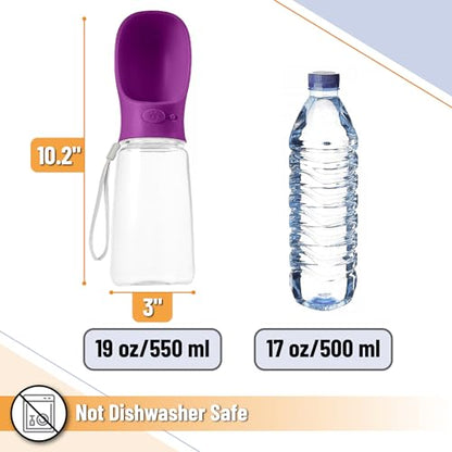 Mr. Pen- Portable Dog Water Bottle, 19 oz, Large, Leak Proof Puppy Water Dispenser with Drinking Feeder for Pets, Outdoor Walking, Hiking, Travel, Not Dishwasher Safe - color: Purple