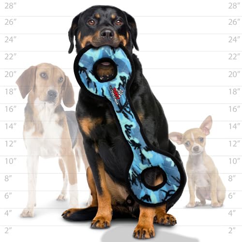 TUFFY- World's Tuffest Soft Dog Toy- Ultimate Tug-O-War- Camo Blue- Squeakers - Multiple Layers. Made Durable, Strong & Tough. Interactive Play (Tug, Toss & Fetch). Machine Washable & Floats - color: Camo Blue, style: Tug-O-War